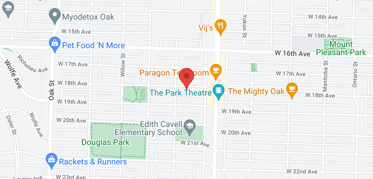 map of 580 W 18TH AVENUE